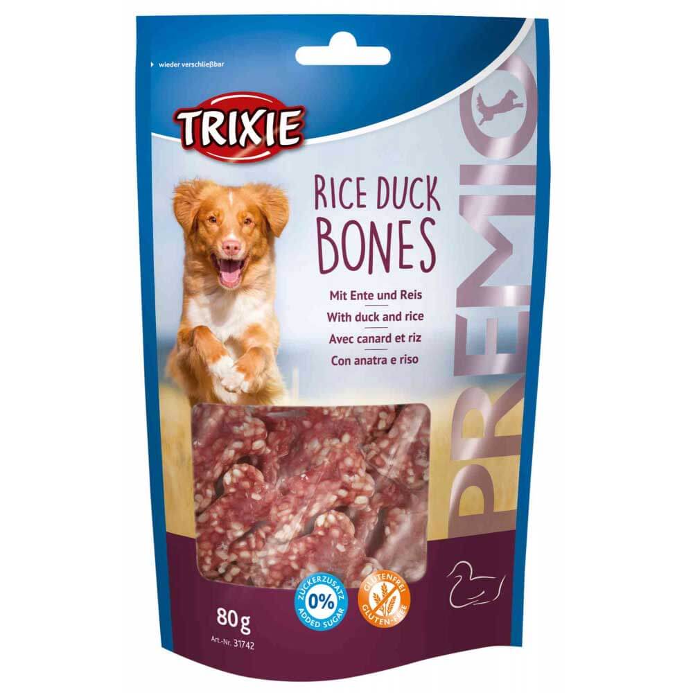تشویقی سگ تریکسی مدل Rice Duck Bones وزن ۸۰ گرم ايران پت استور