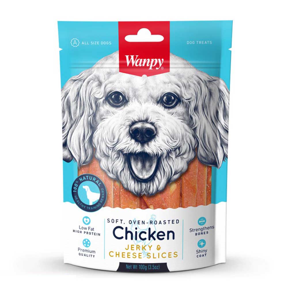 تشویقی سگ ونپی مدل Jerky & Cheese Slices طعم مرغ وزن ۱۰۰ گرم ايران پت